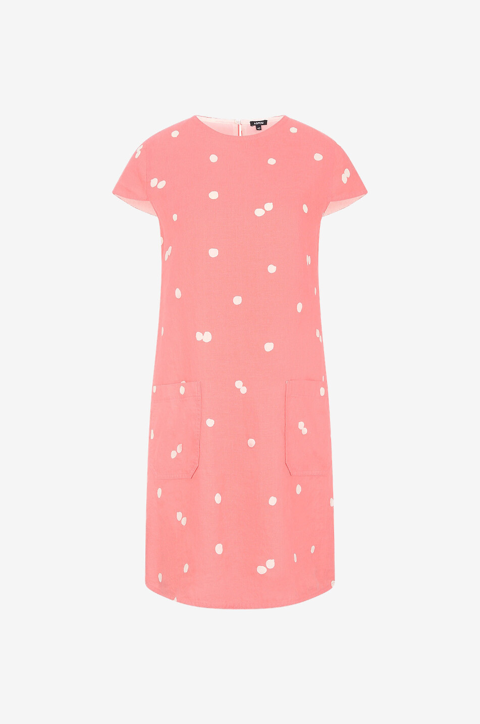 ASPESI Kurzes Kleid aus Leinen mit Tupfen Damen ROSA 1