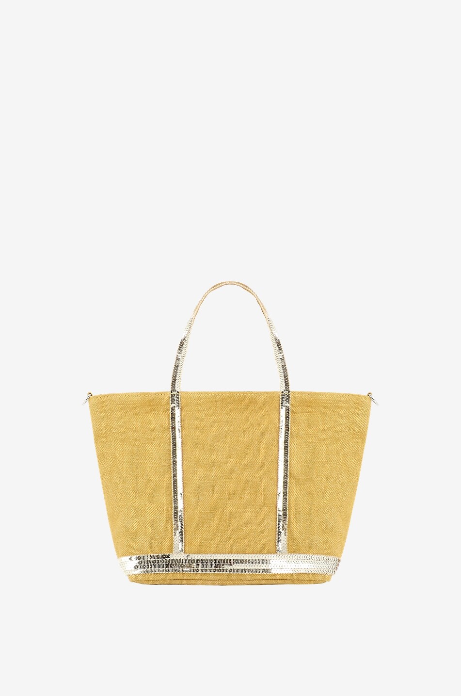 VANESSA BRUNO Petit linen canvas tote bag with sequins Women DARK YELLOW 1