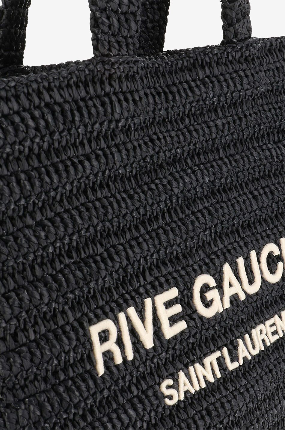 SAINT LAURENT PARIS Häkel-Shopper aus Bast Rive Gauche Damen SCHWARZ 5
