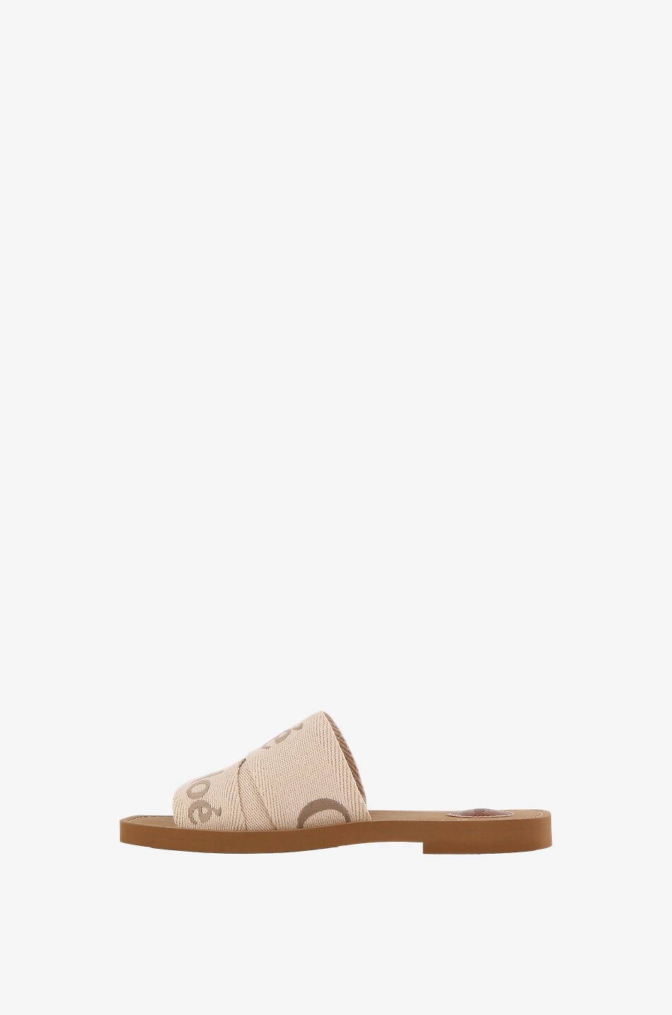 CHLOE Flache Pantoletten aus besticktem Leinen Woody Damen HELLROSA 3