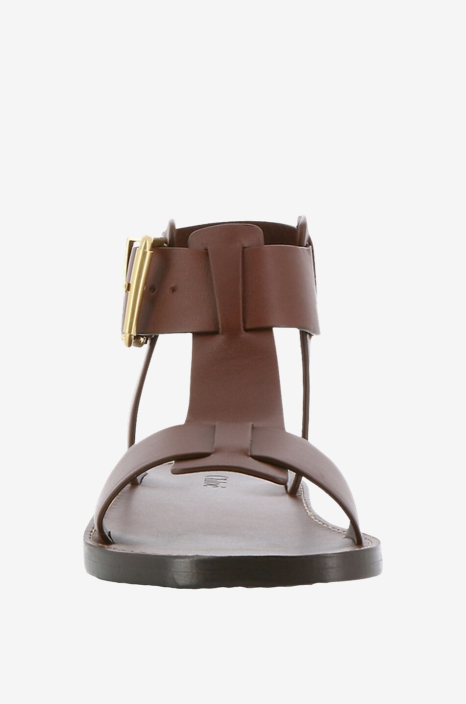 CHLOE Rebecca 10 flat smooth leather sandals Women BROWN 2