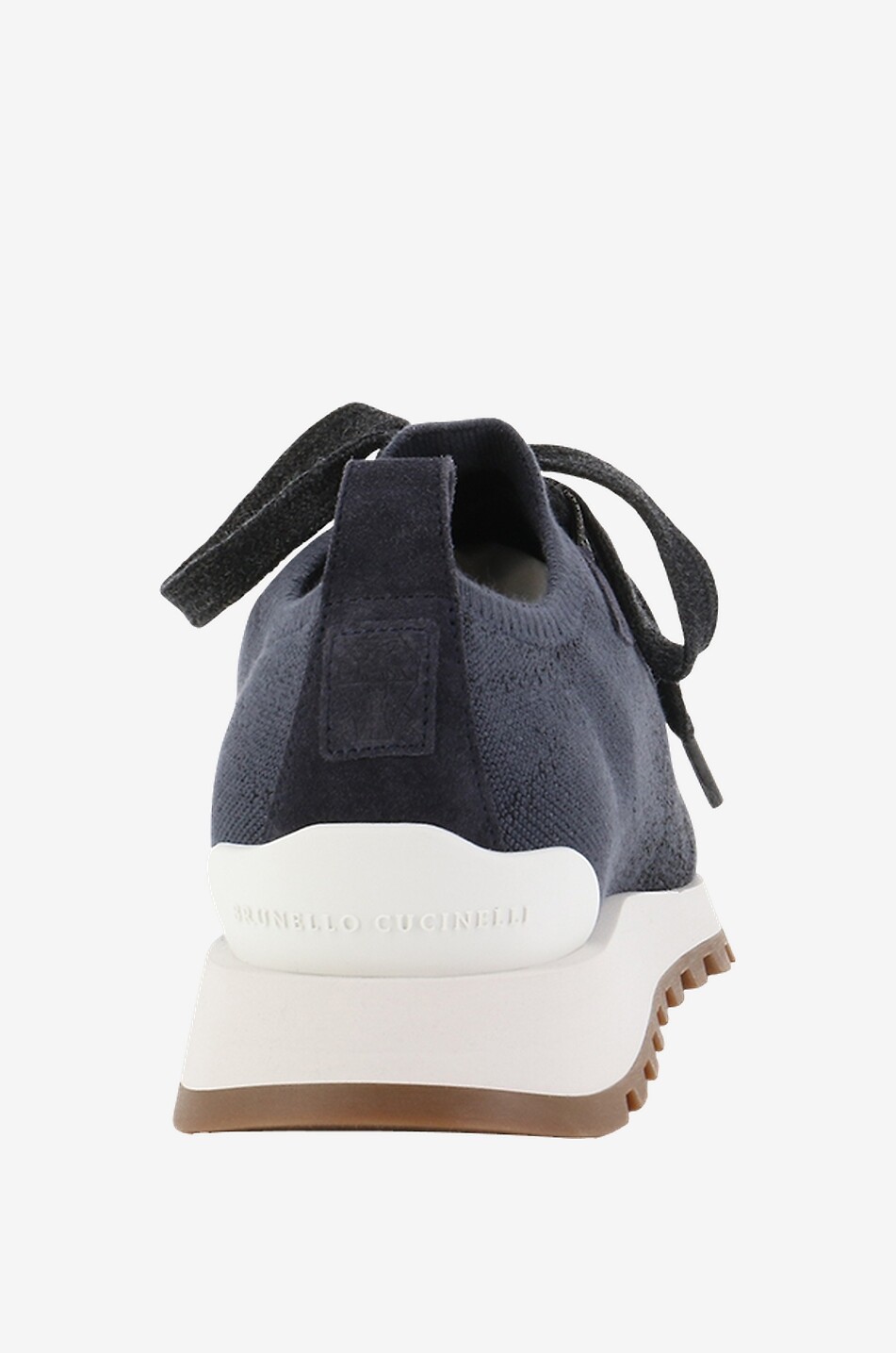 BRUNELLO CUCINELLI Monile glittering knit and suede low-top lace-up sneakers Women DARK BLUE 4