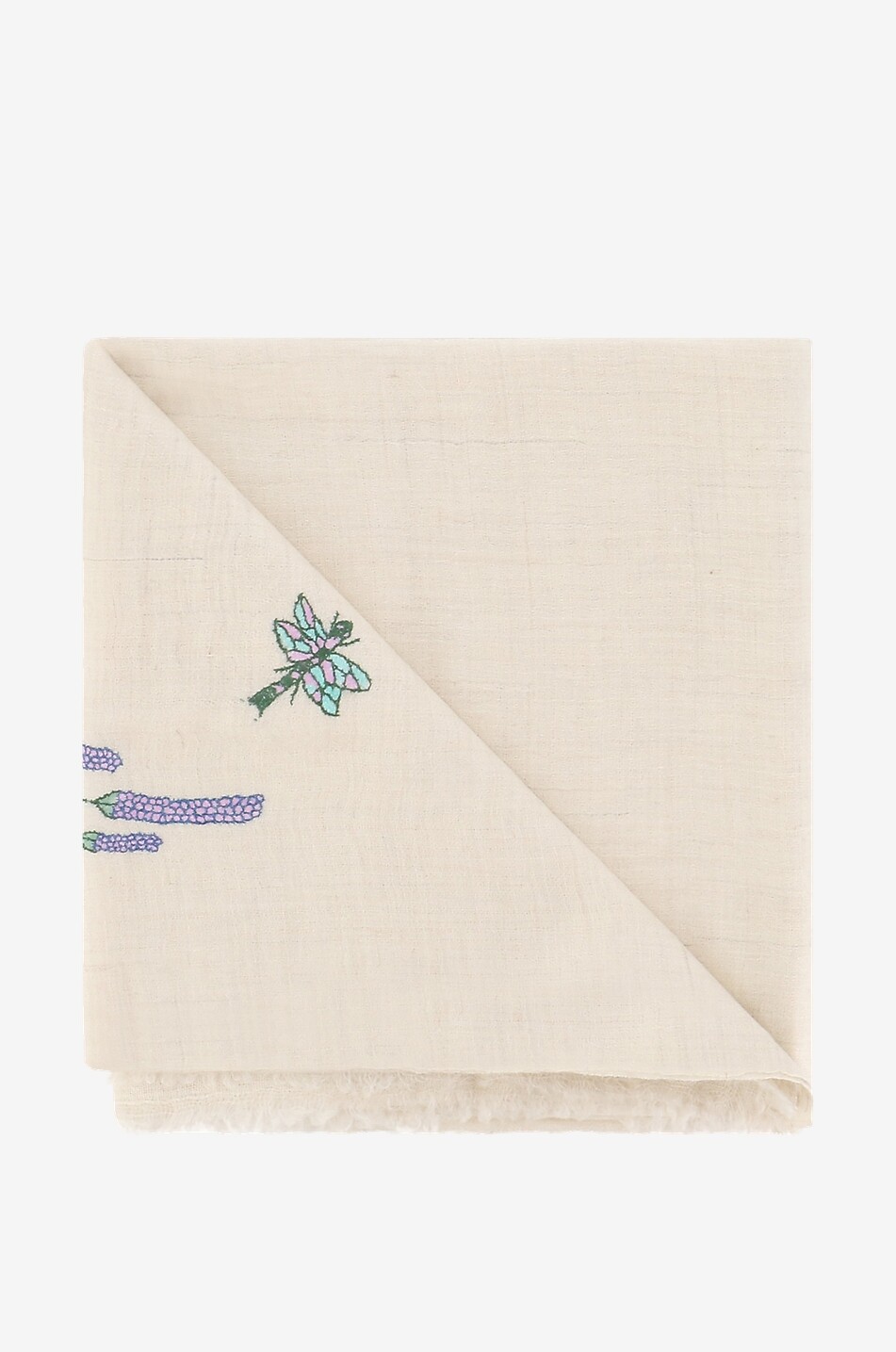 PINK MAHARANI Incredible Colors Meadow cashmere shawl Women EGGSHELL 2