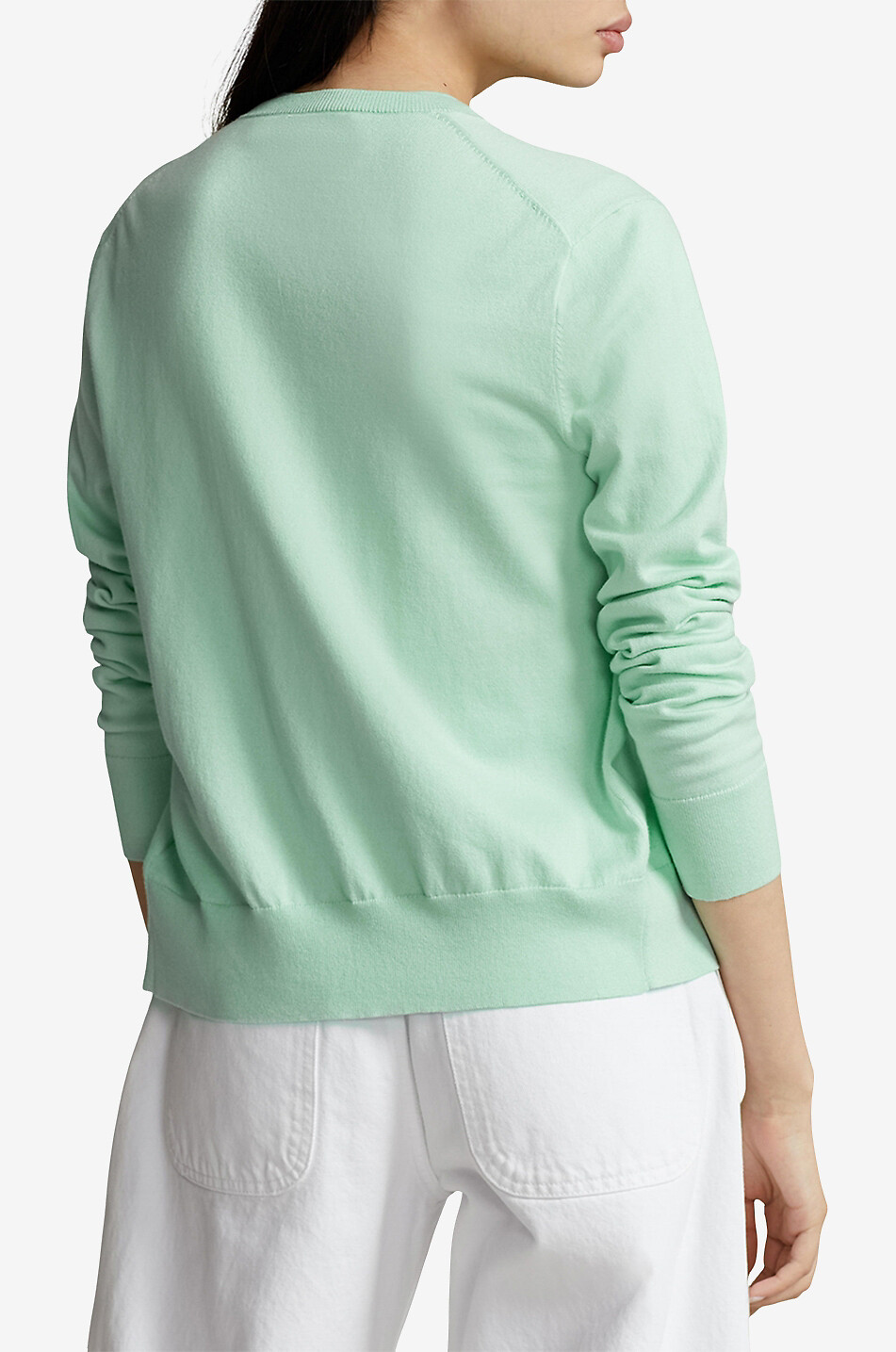 POLO RALPH LAUREN Pony thin cotton blend round neck cardigan Women LIGHT GREEN 3