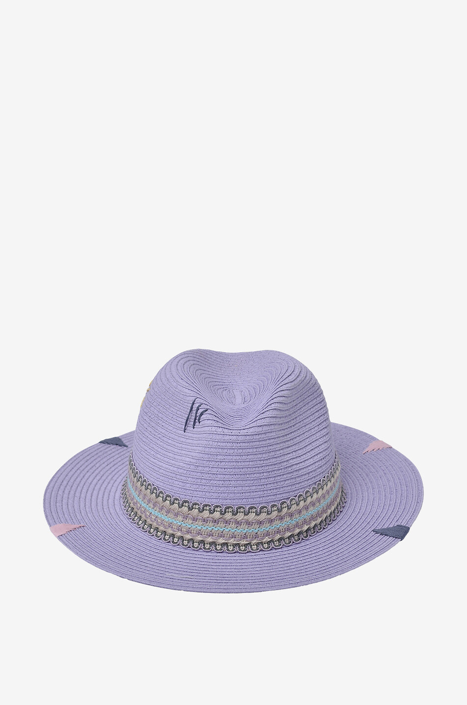 THE HAT GANG Chapeau de paille brodé Happy Femme VIOLET CLAIR 2