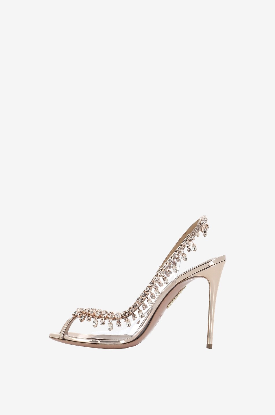 AQUAZZURA Temptation Crystal 105 plexiglass open-toe sandals Women GOLDEN 3