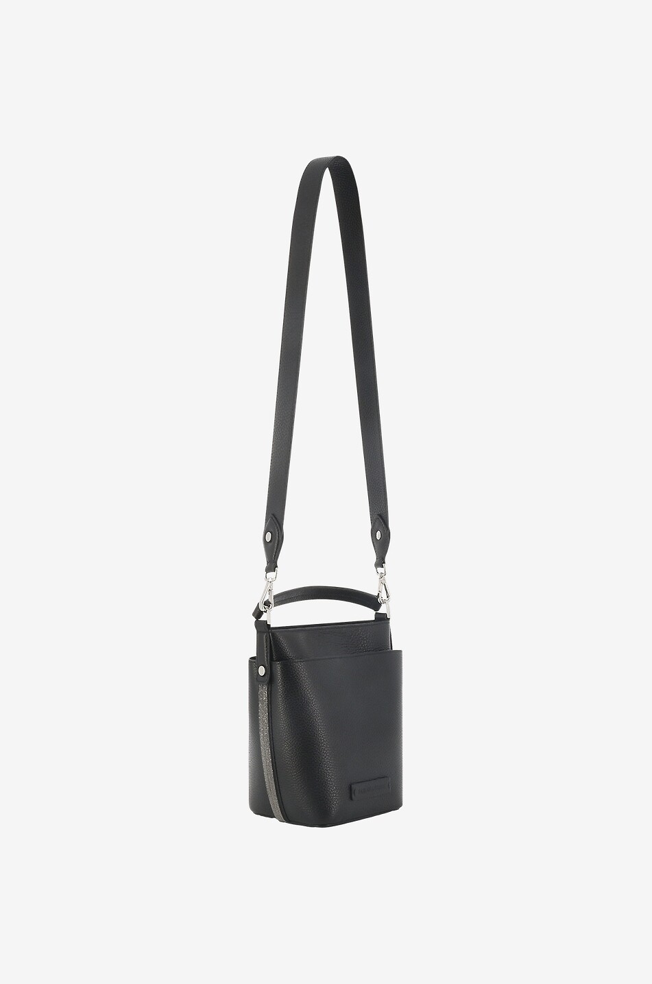 FABIANA FILIPPI Kleine Bucket-Tasche aus genarbtem Leder mit Perlen Damen SCHWARZ 5