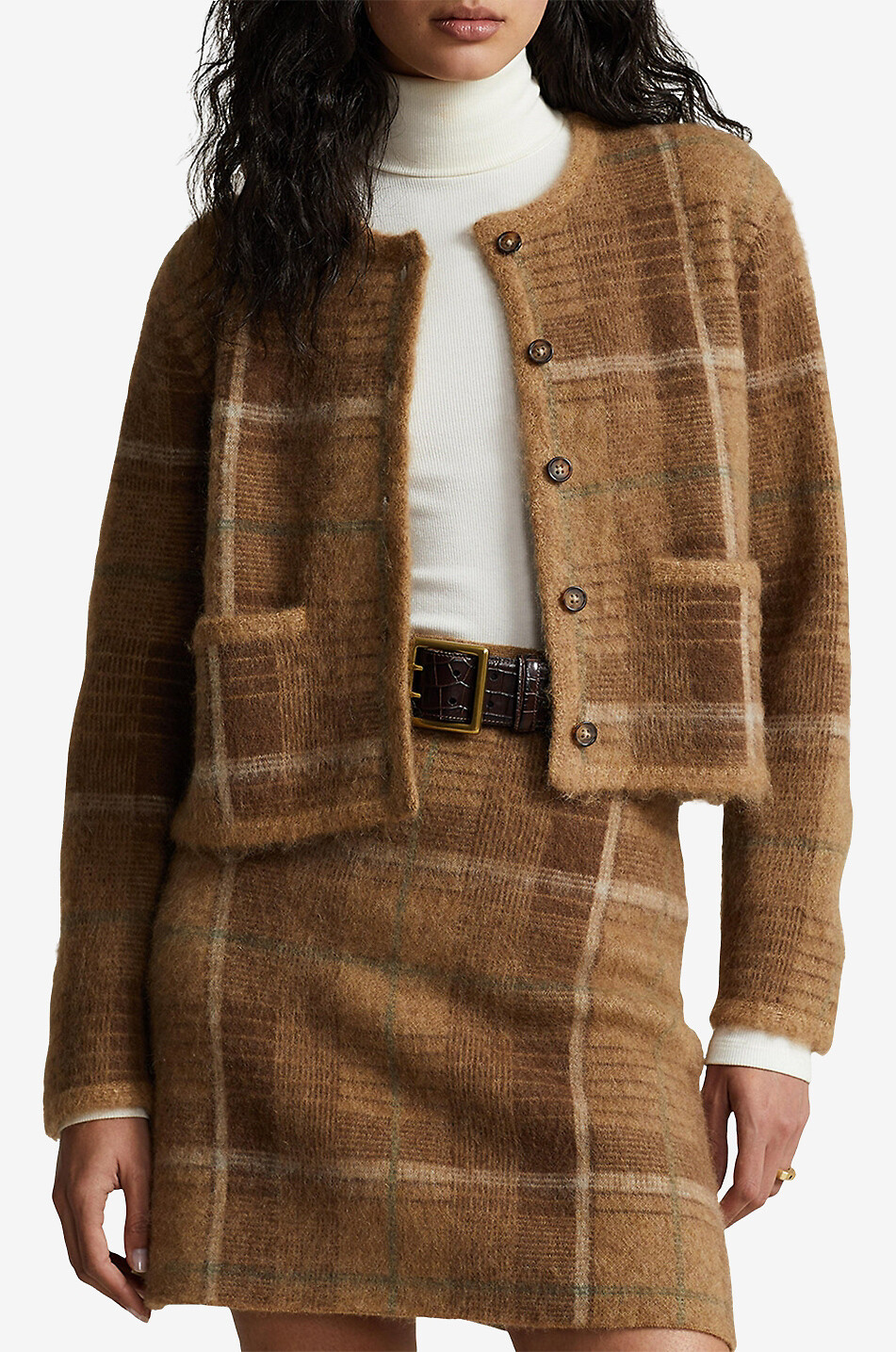 POLO RALPH LAUREN Karierter Cardigan aus Alpakamischgarn Damen BUNT 2