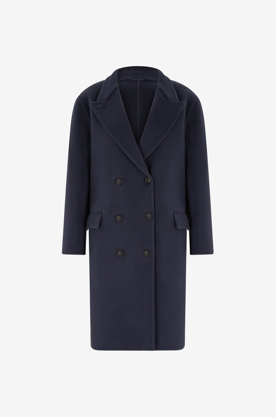 BRUNELLO CUCINELLI Precious straight-fit double-breasted wool and cashmere coat Women DARK BLUE 1