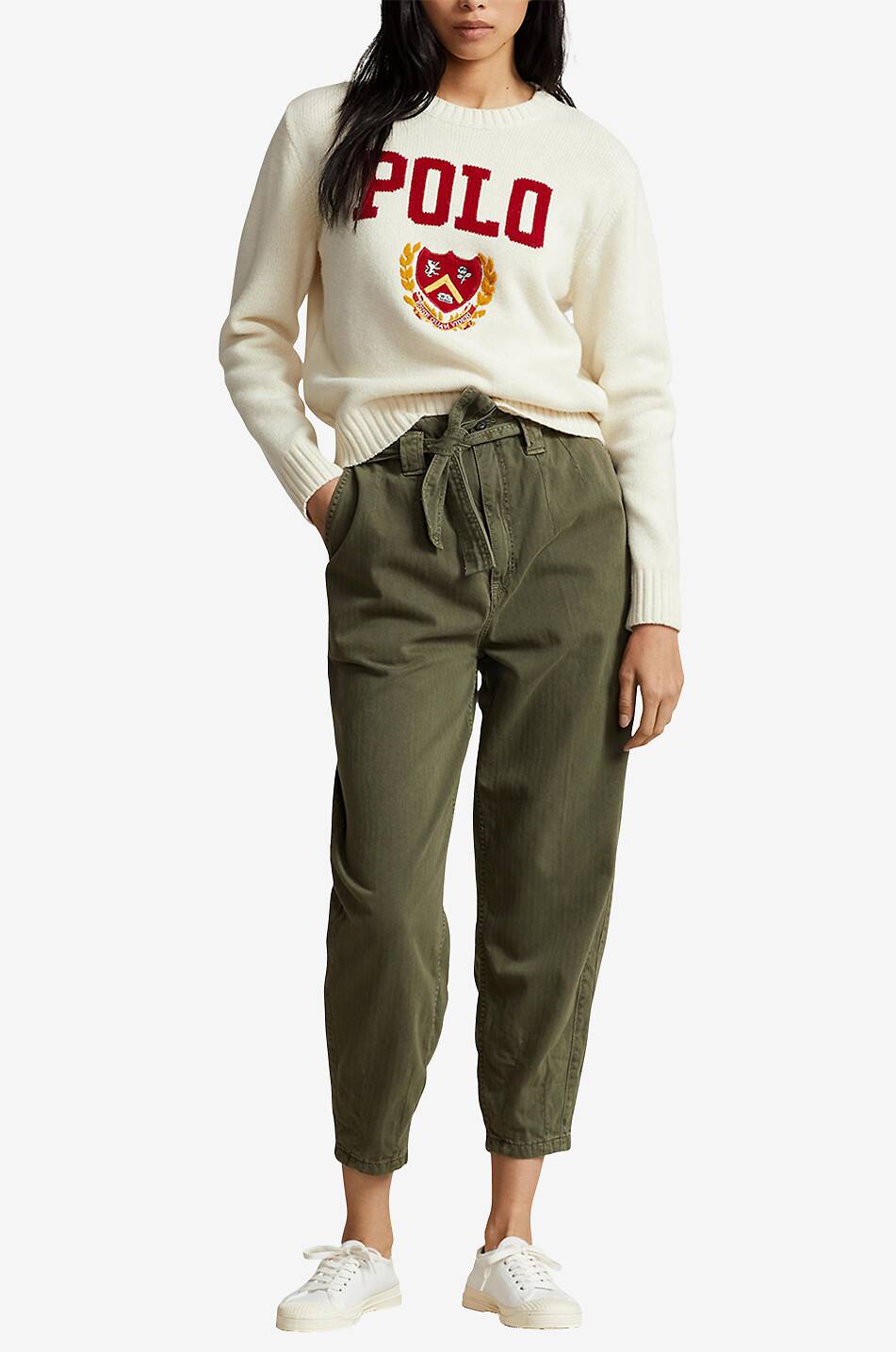 POLO RALPH LAUREN Verkürzte Karottenhose mit Gürtel Damen DUNKELGRÜN 4