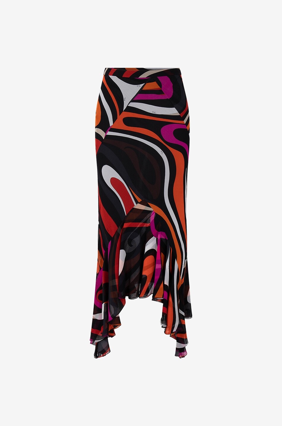 PUCCI Marmo fitted asymmetric silk skirt Women MULTI COLOURED 2 1