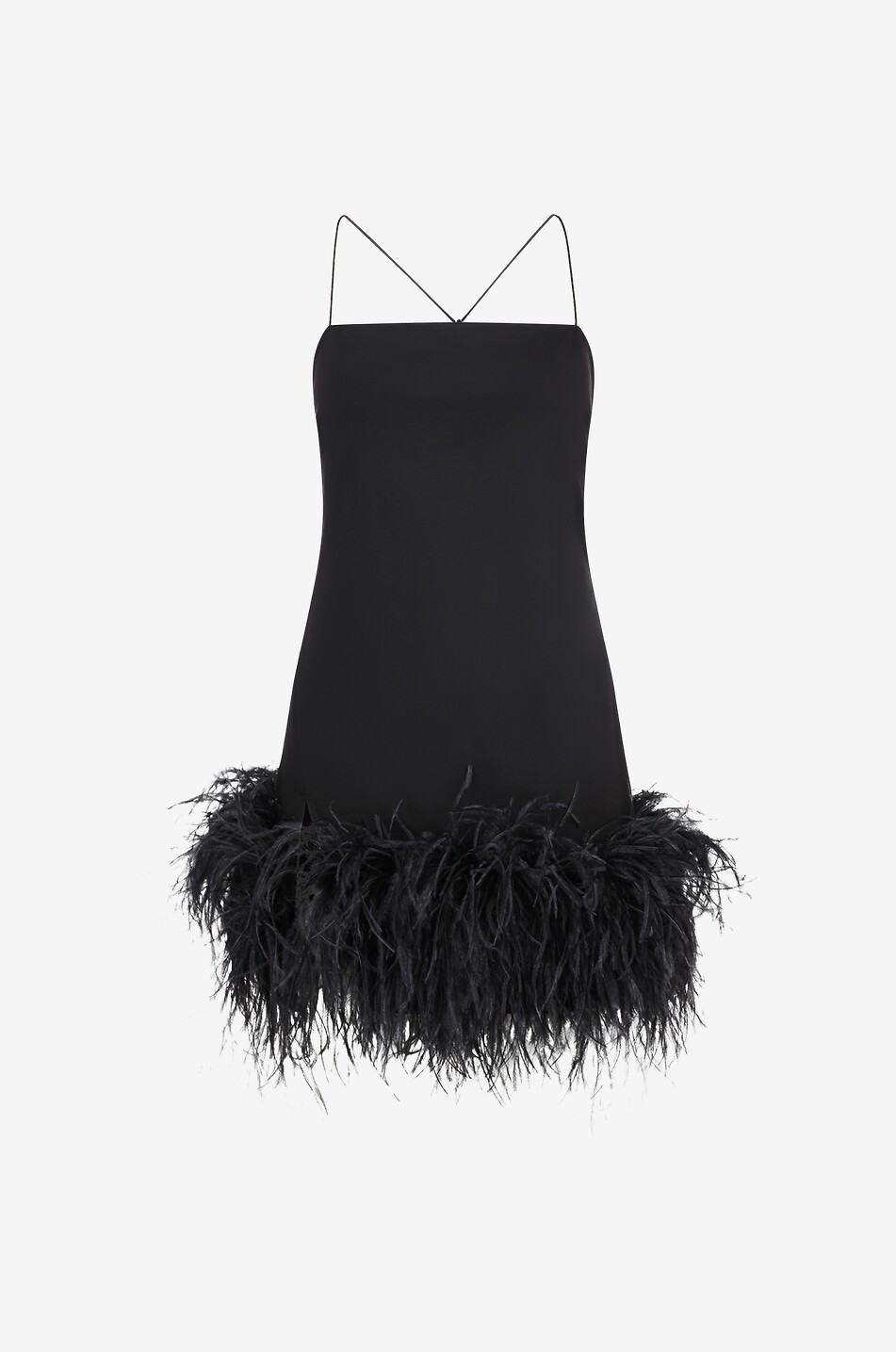 THE ATTICO Fujiko mini dress in jersey and feathers Women BLACK 1
