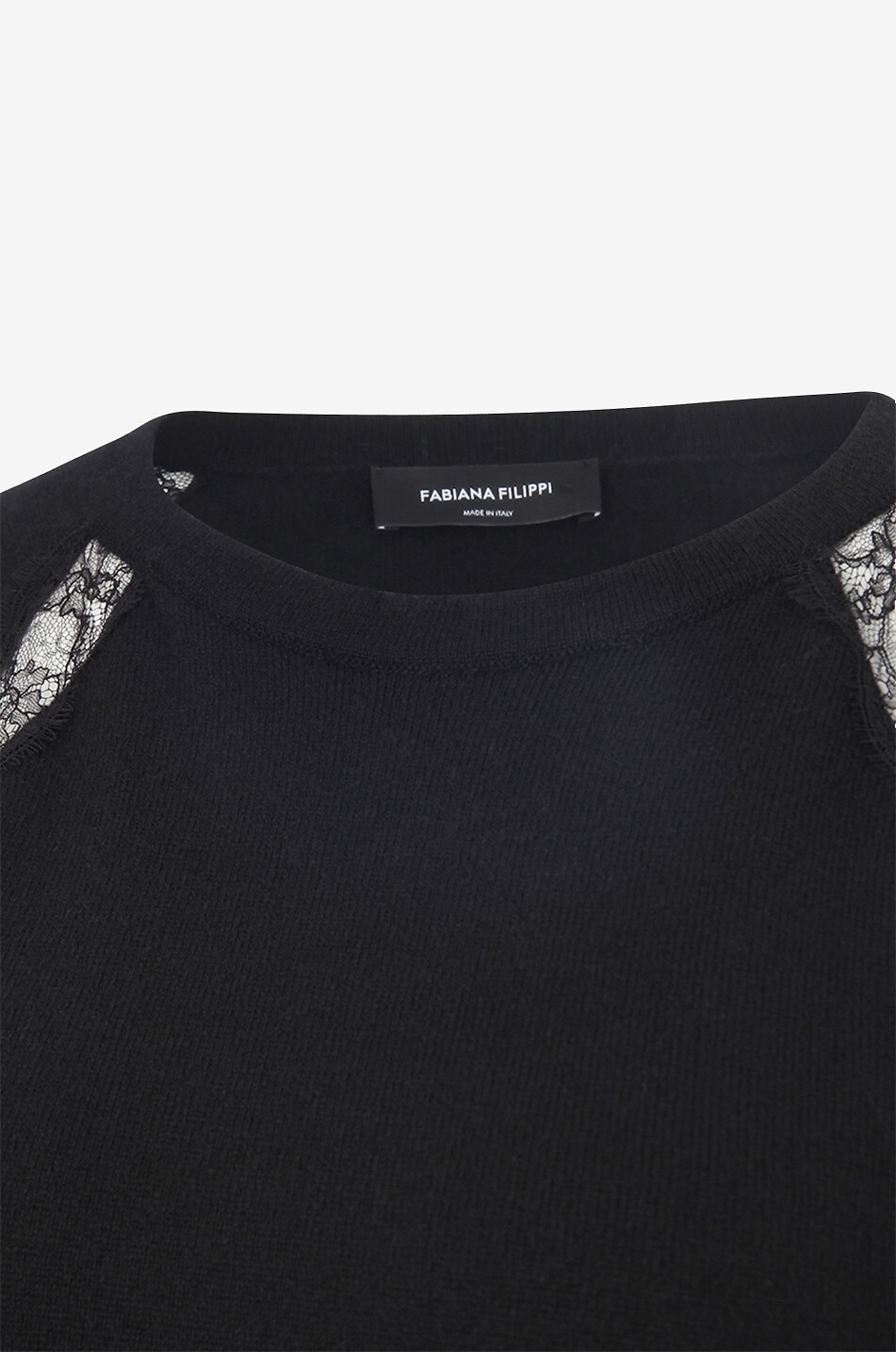 Pull à manches cape en cachemire et dentelle