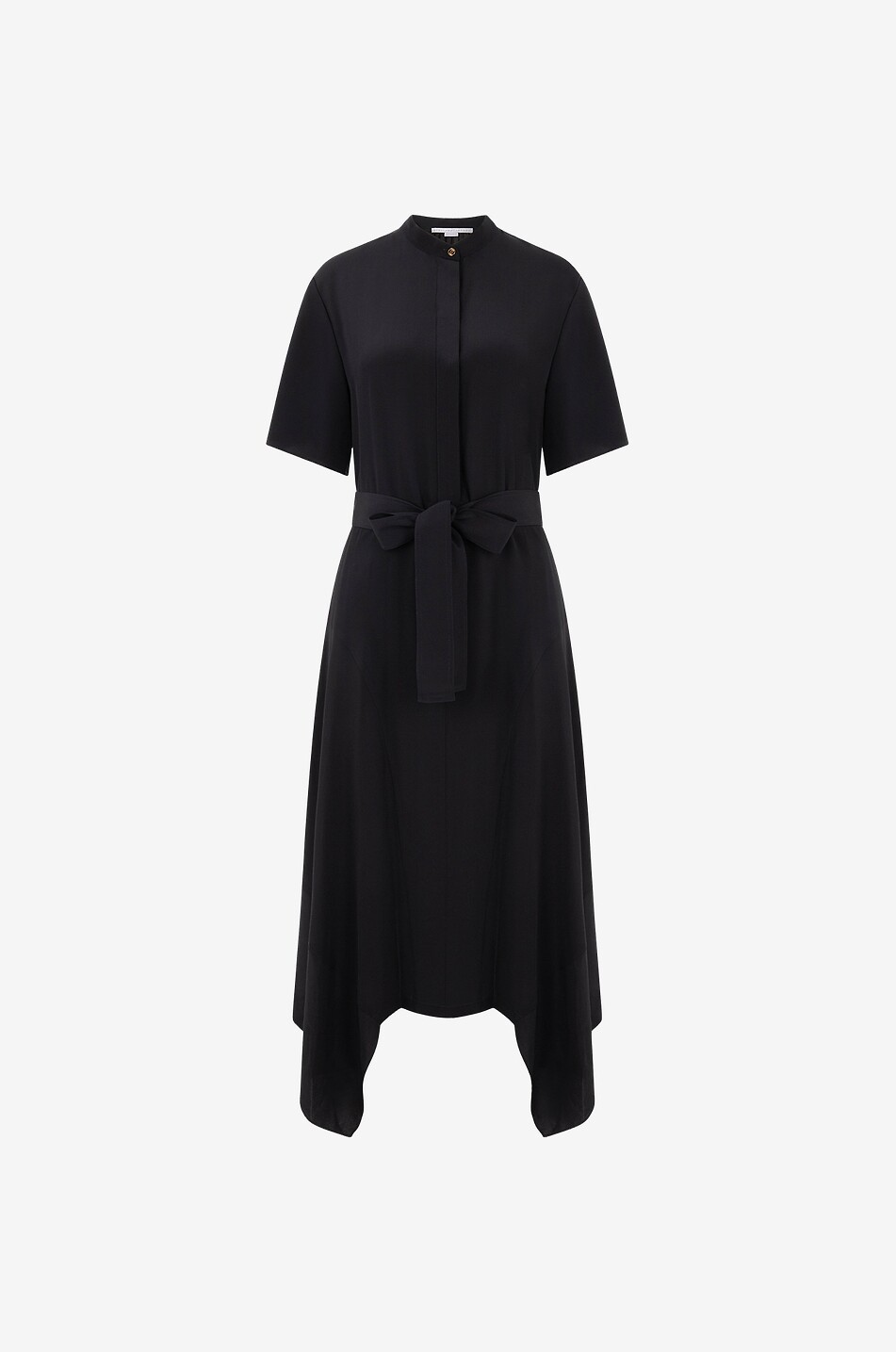 Asymmetric mini shirt dress in silk