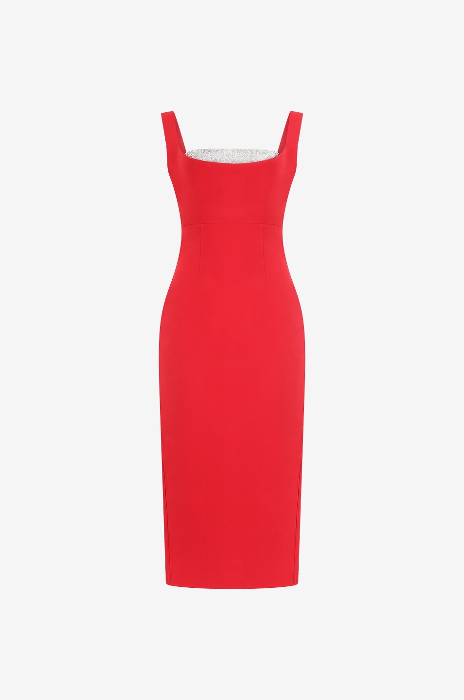 Etui-Midikleid aus Seidenmix Diamante