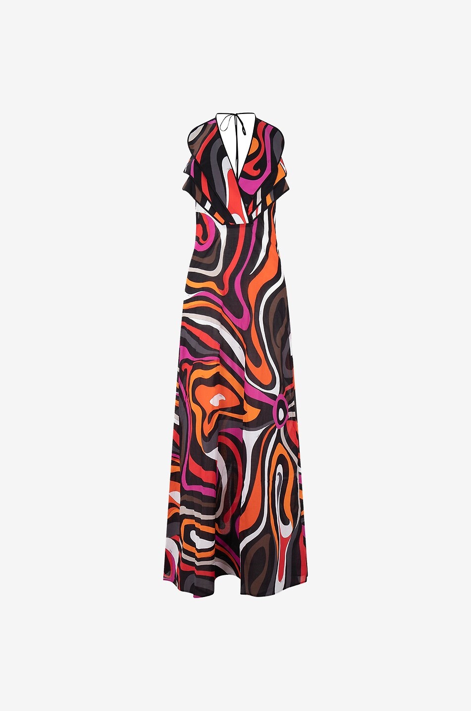 Robe longue dos nu en voile Marmo