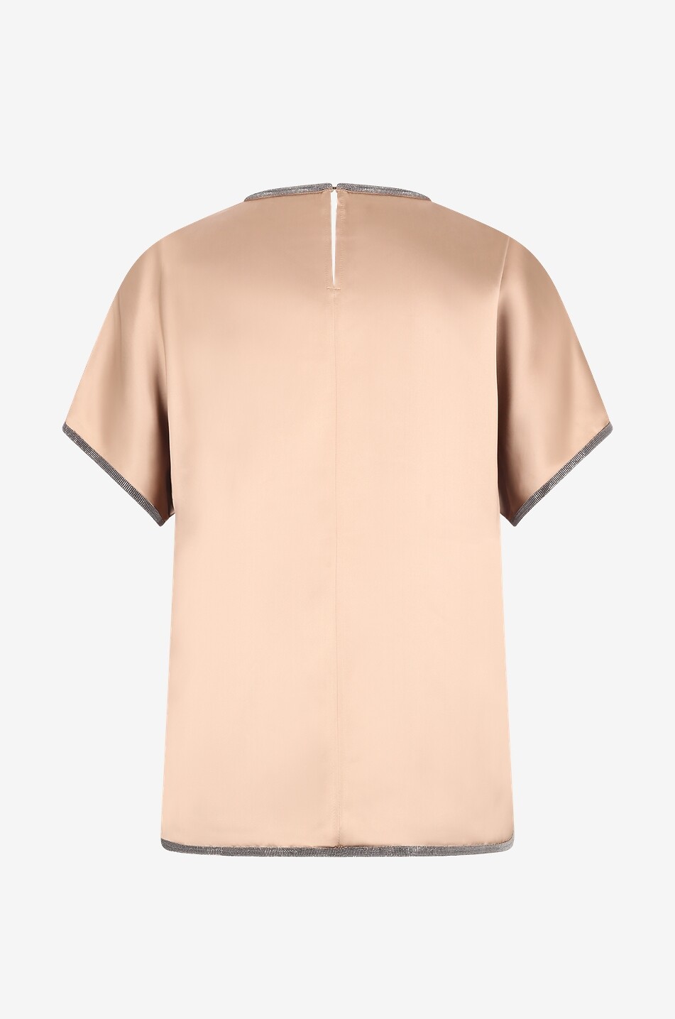 T-shirt en satin brodé de perles métalliques