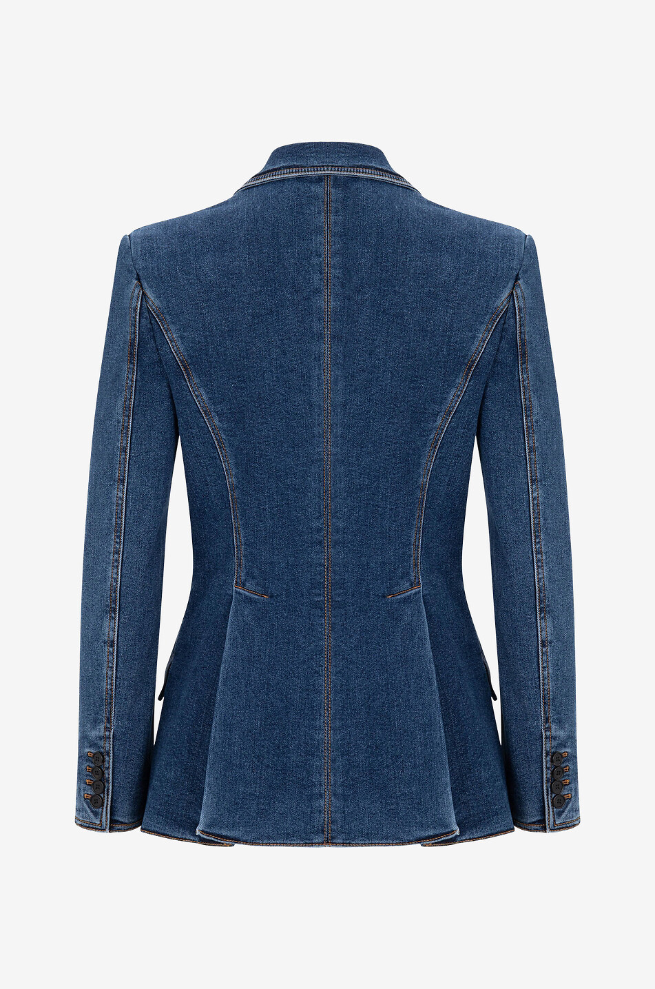 ALEXANDER McQUEEN Taillierter Denim-Blazer mit starken Schultern Damen BLAU 2