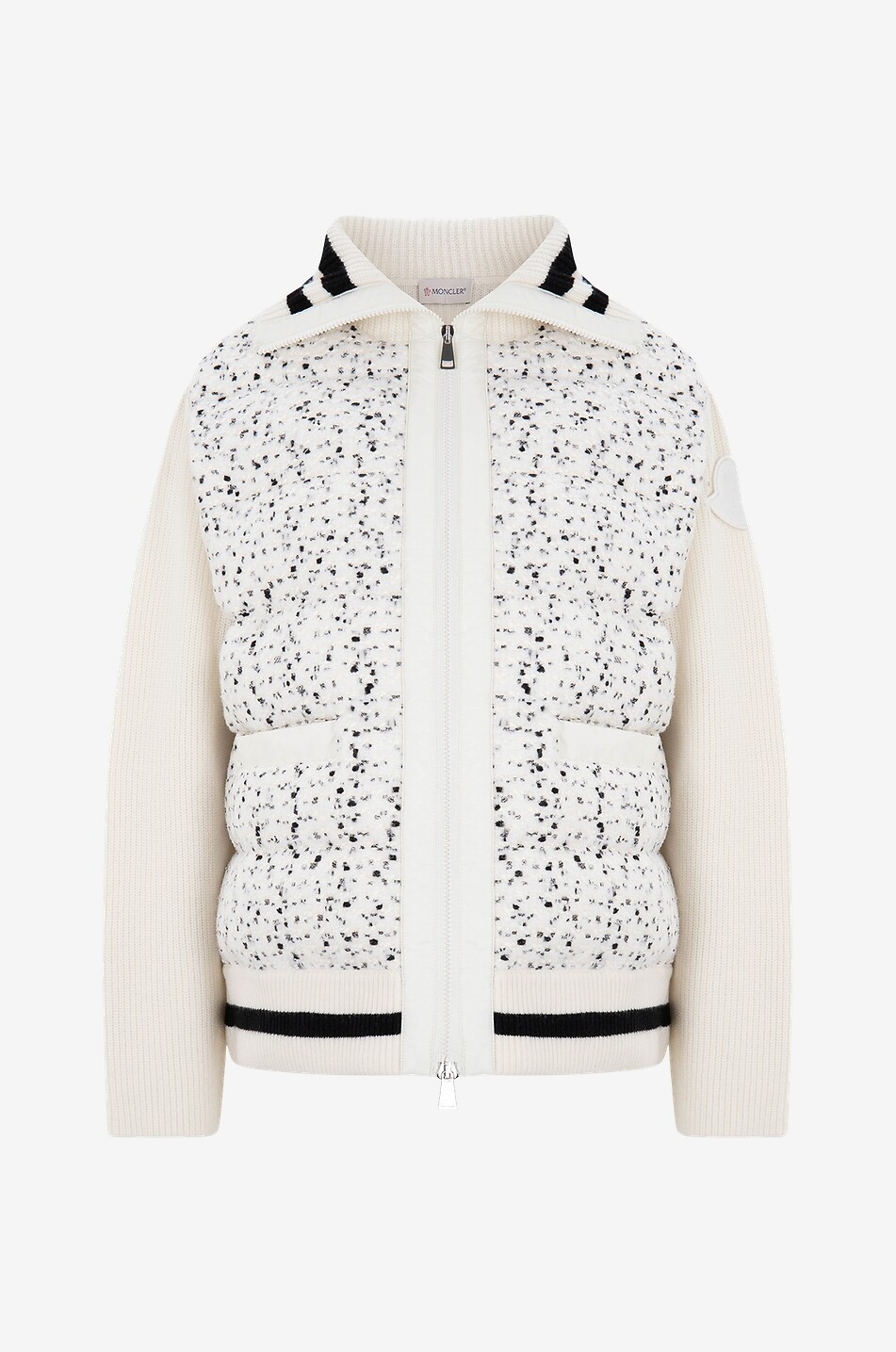 Cardigan zippé en tweed et laine