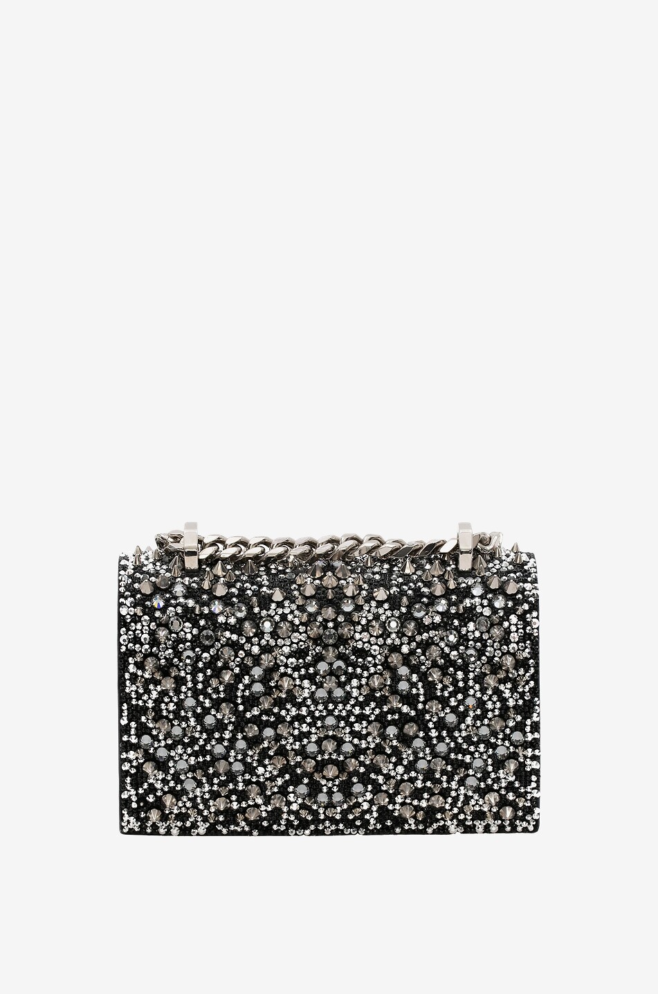 Nietenbesetzte Schultertasche mit Kristallen Mini Jewelled