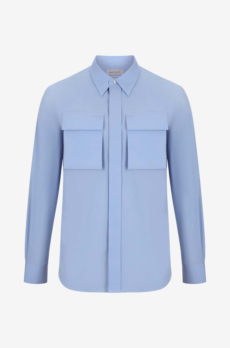 ALEXANDER McQUEEN Popelinehemd mit Militärtaschen Herren BLAU 1