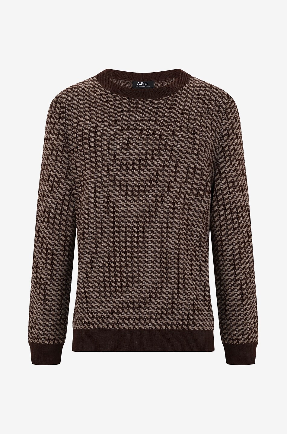 A.P.C. Pull jacquard en laine David Homme MARRON 1