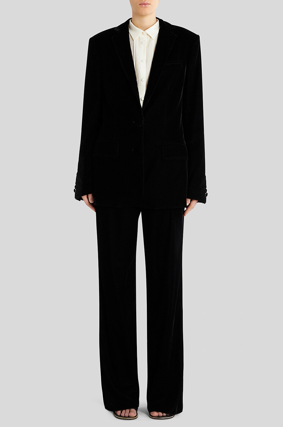 Einreihiger Samt-Oversize-Blazer