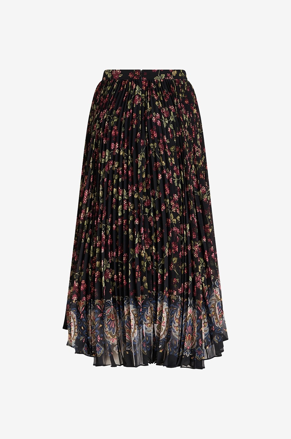 Jupe midi plissée en georgette Berries