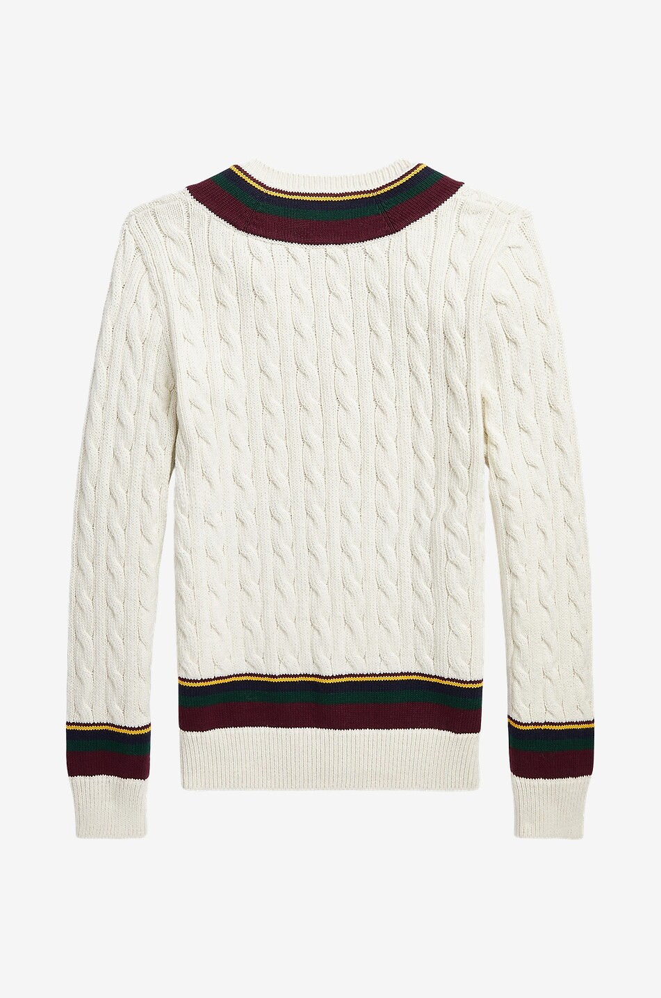 Jungen-Zopfstrickpullover mit V-Ausschnitt Cricket