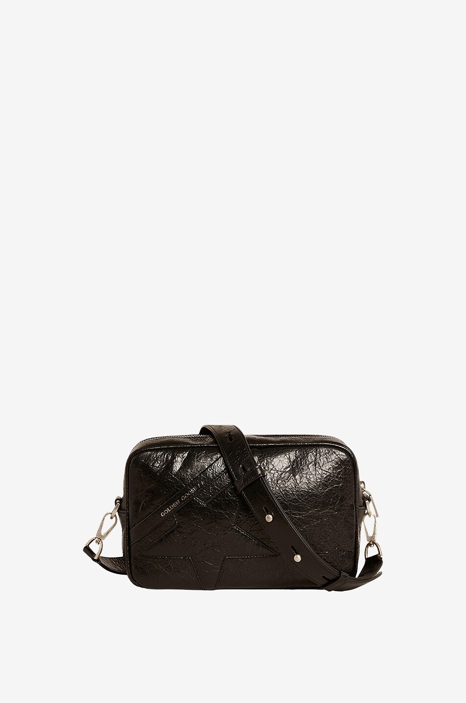 GOLDEN GOOSE Large Star crinkle effect leather camera bag Women BLACK 1