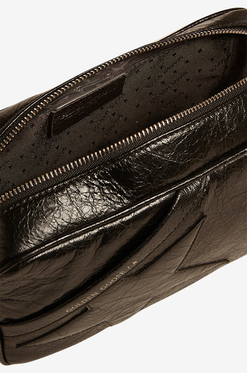 GOLDEN GOOSE Large Star crinkle effect leather camera bag Women BLACK 5