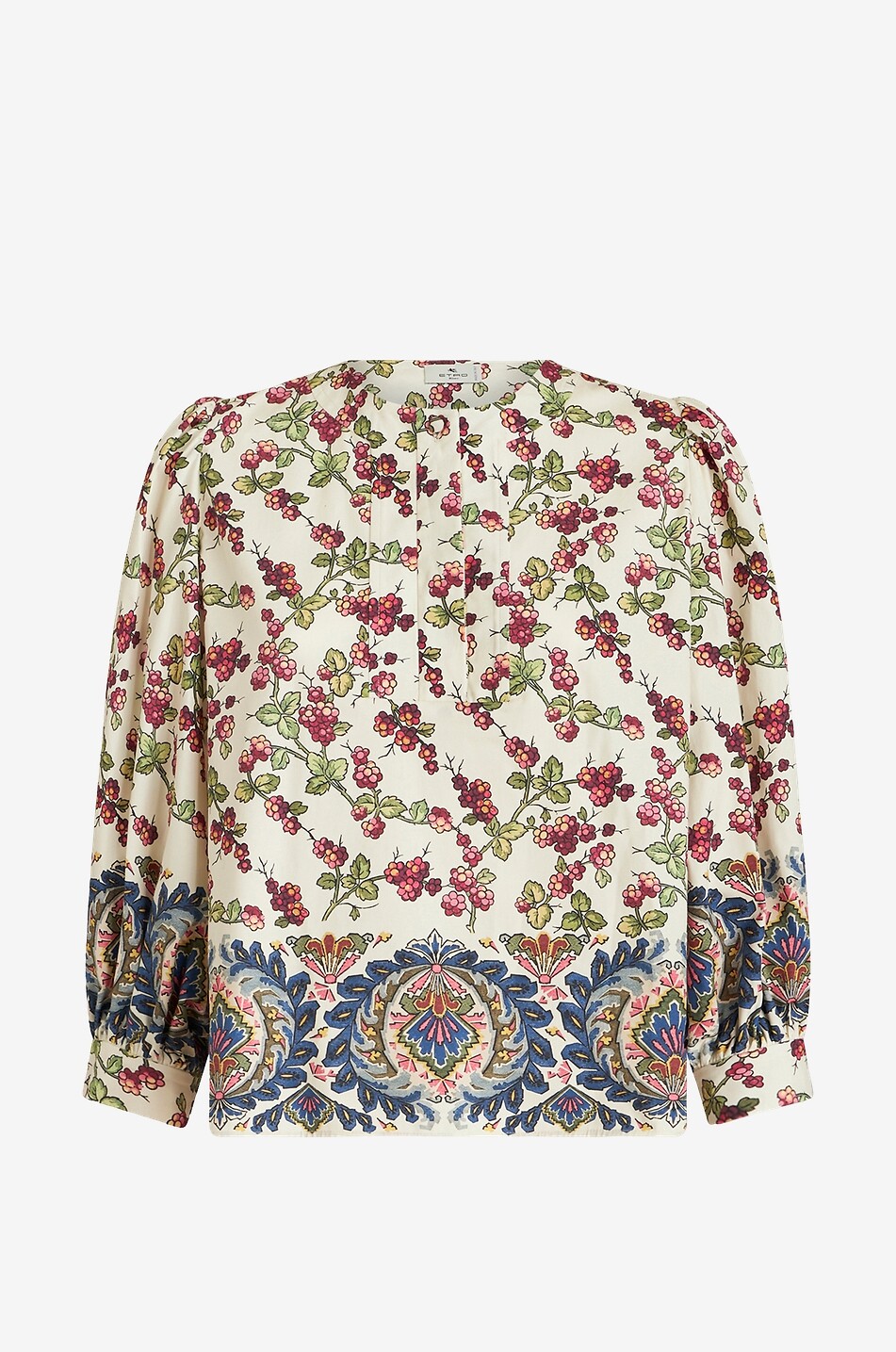 Top en sergé de coton à manches bouffantes Berries