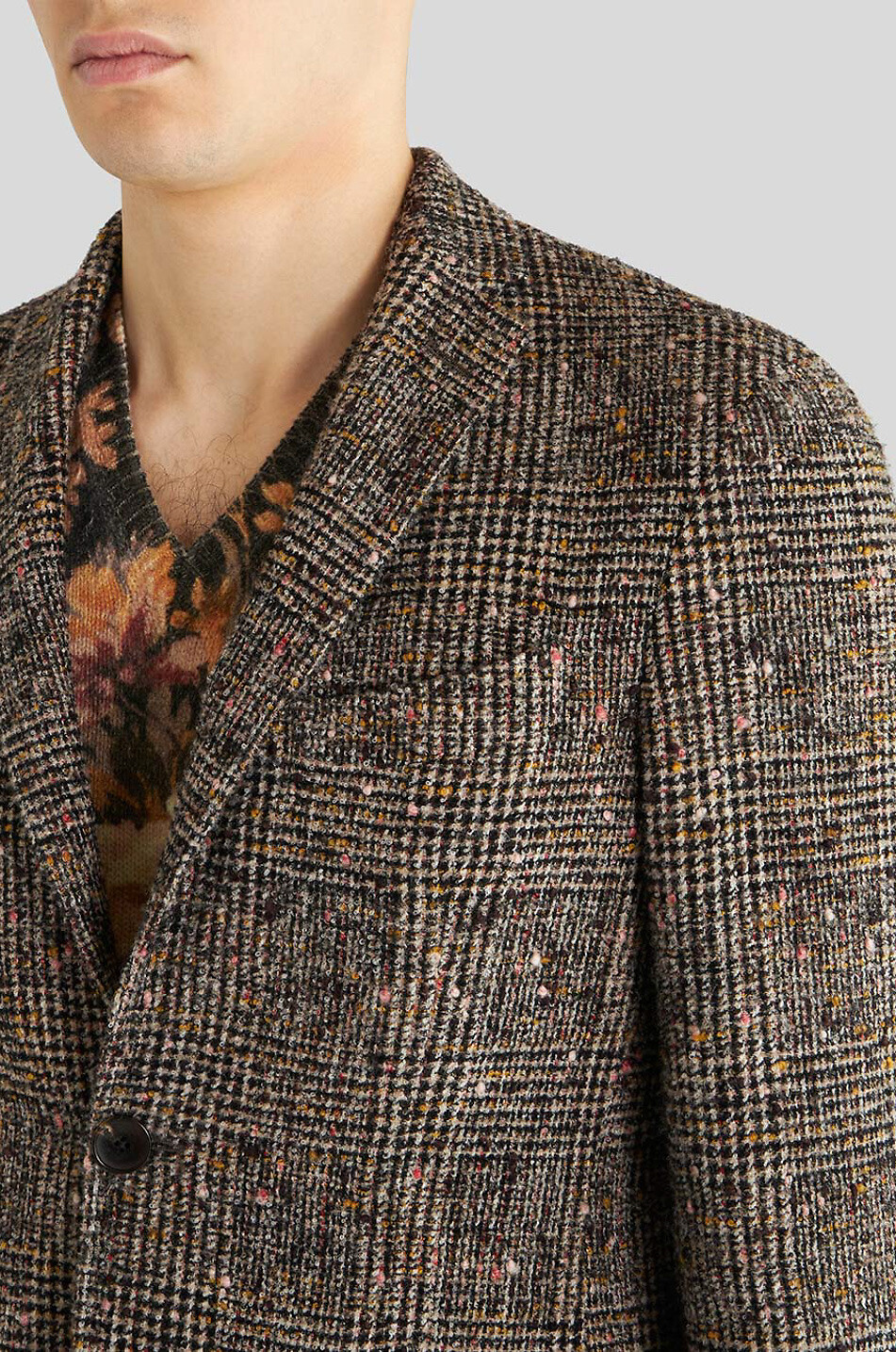 ETRO Warm glen check tweed blazer Men MEDIUM BROWN 5