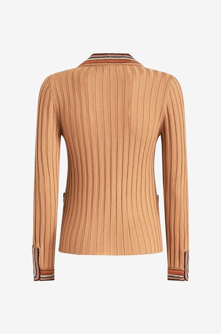 ETRO Rippstrick-Cardigan mit gestreiftem V-Ausschnitt Damen BEIGE 2