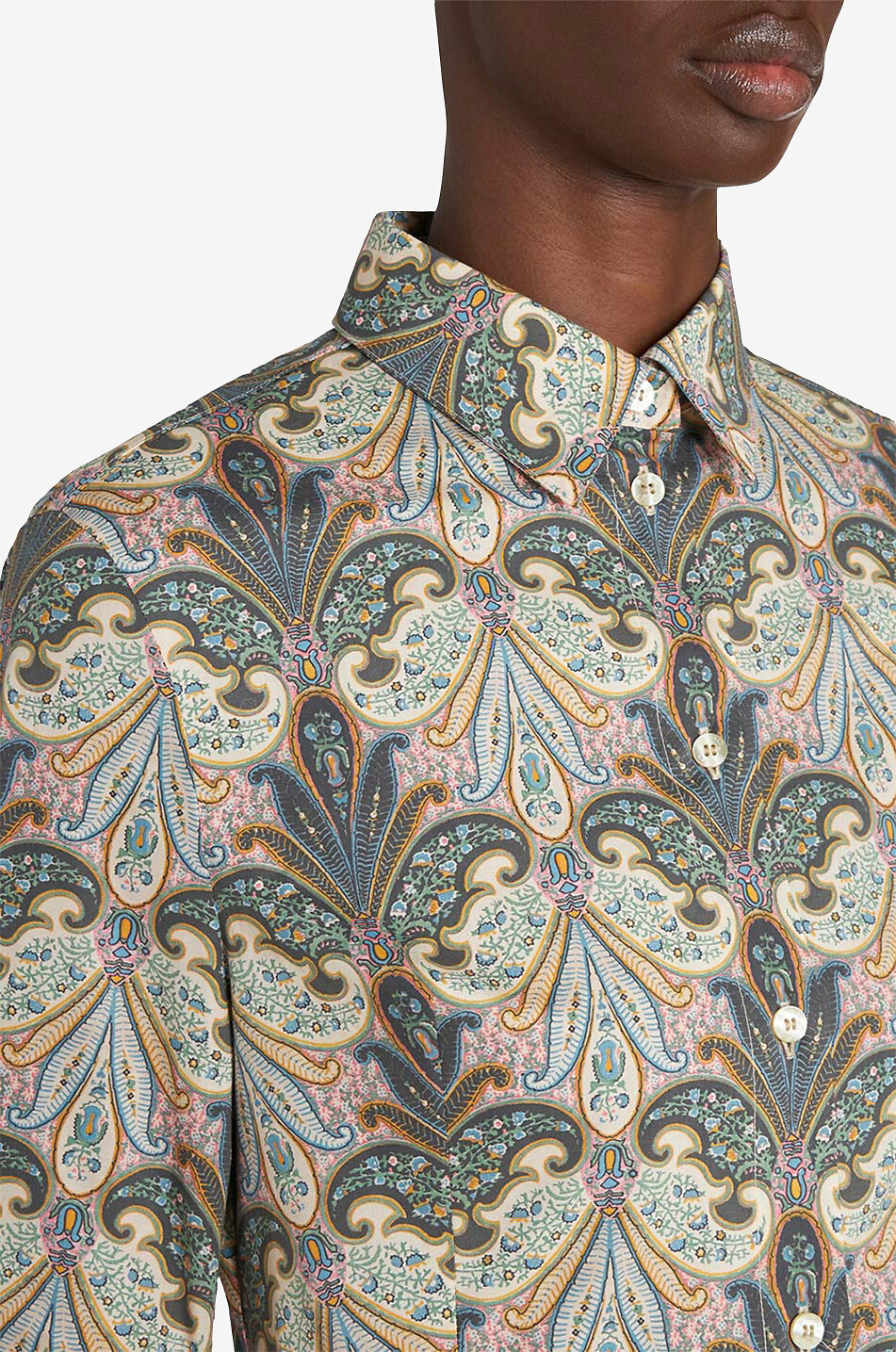 Chemise ajustée en popeline Paisley Florals