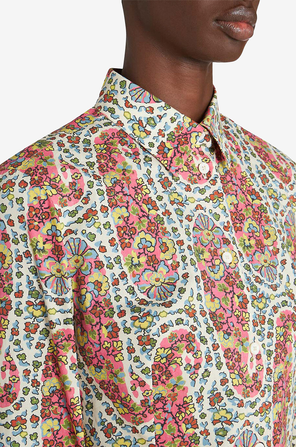 ETRO Tailliertes Popelinehemd mit Print Paisley Flowers Damen WEISS 5