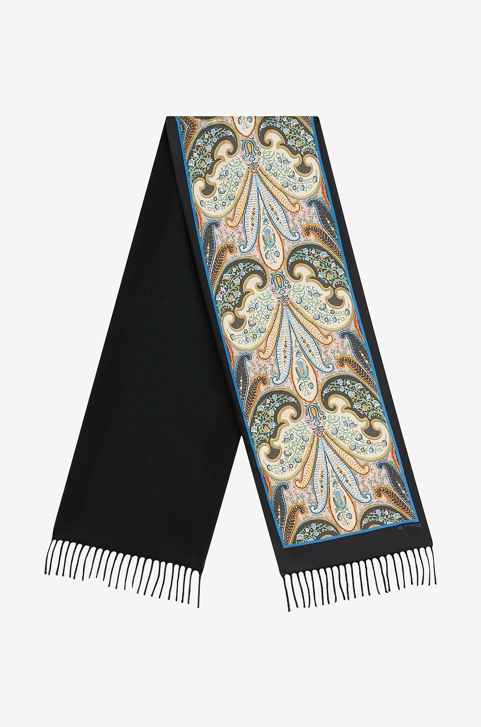 Paisley printed silk twill scarf with wool lining
