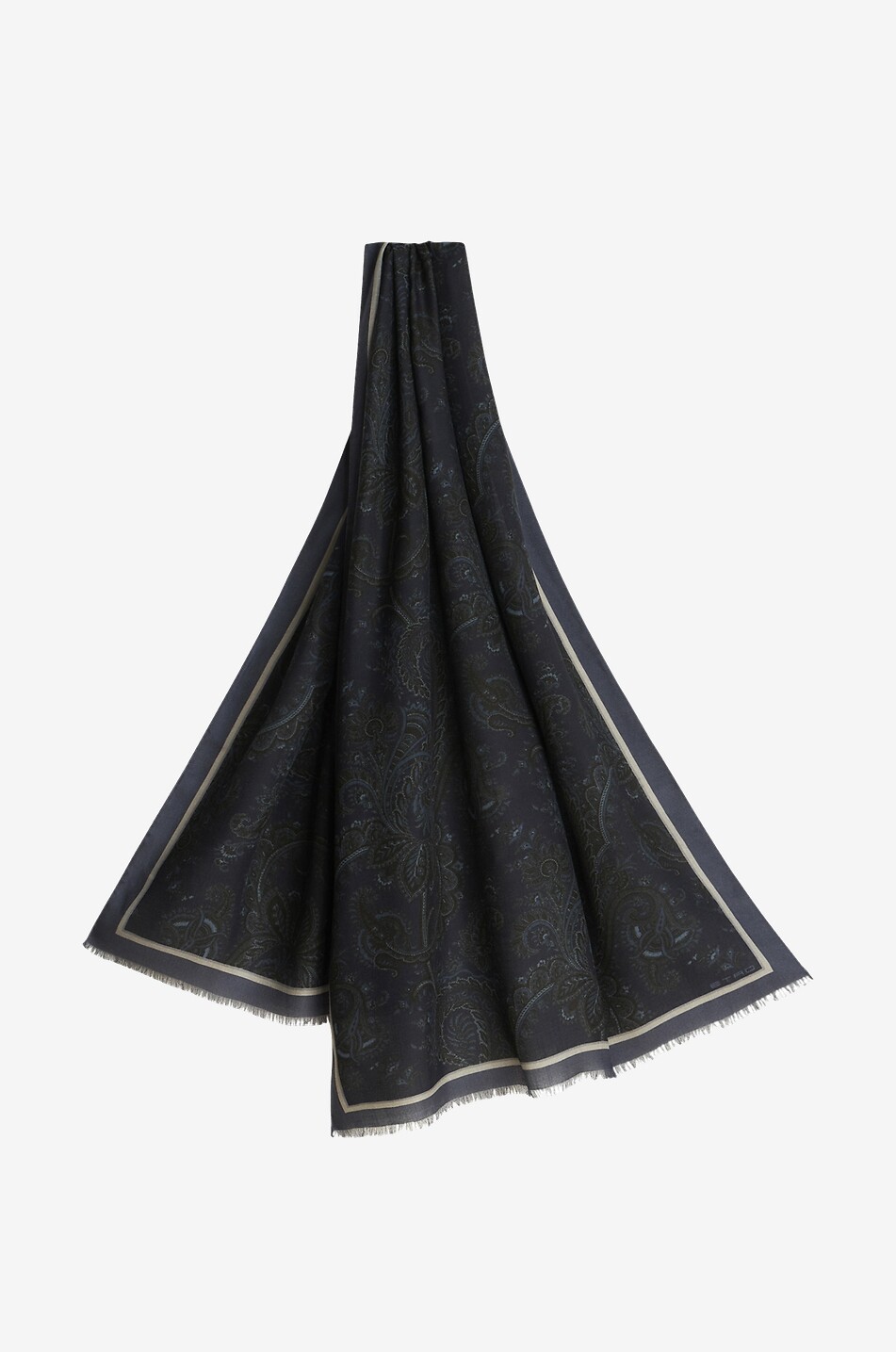 Écharpe tissée en cachemire et soie motif Paisley floral