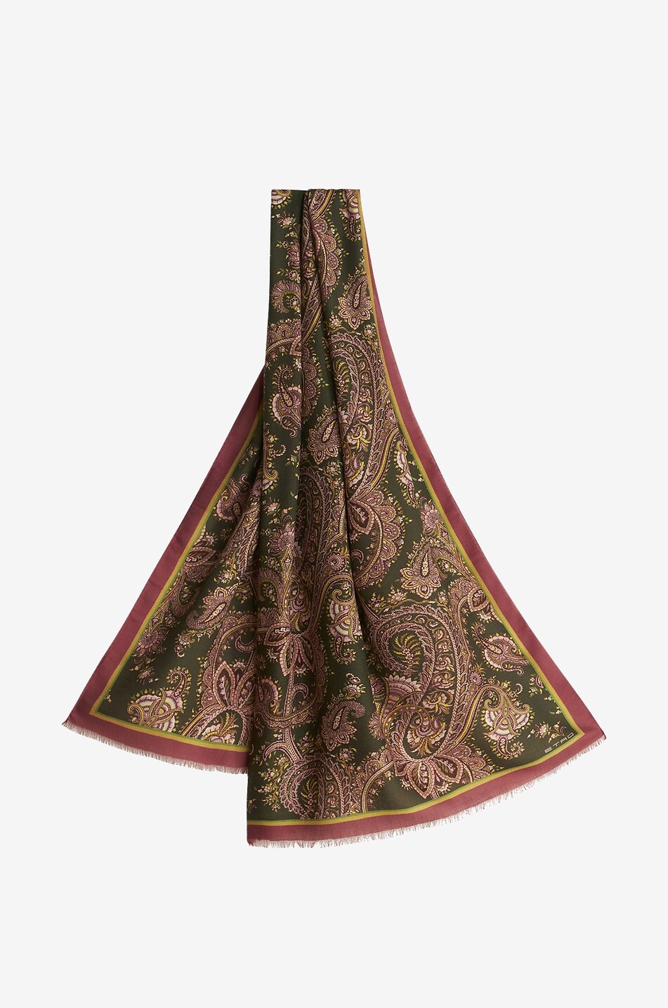 Écharpe tissée en cachemire et soie motif Paisley floral