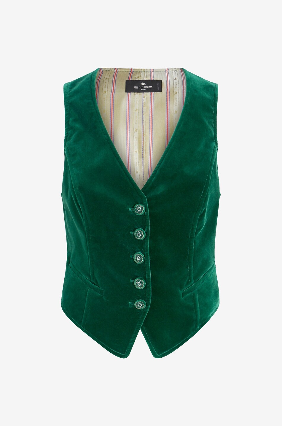 Velvet waistcoat with floral buttons