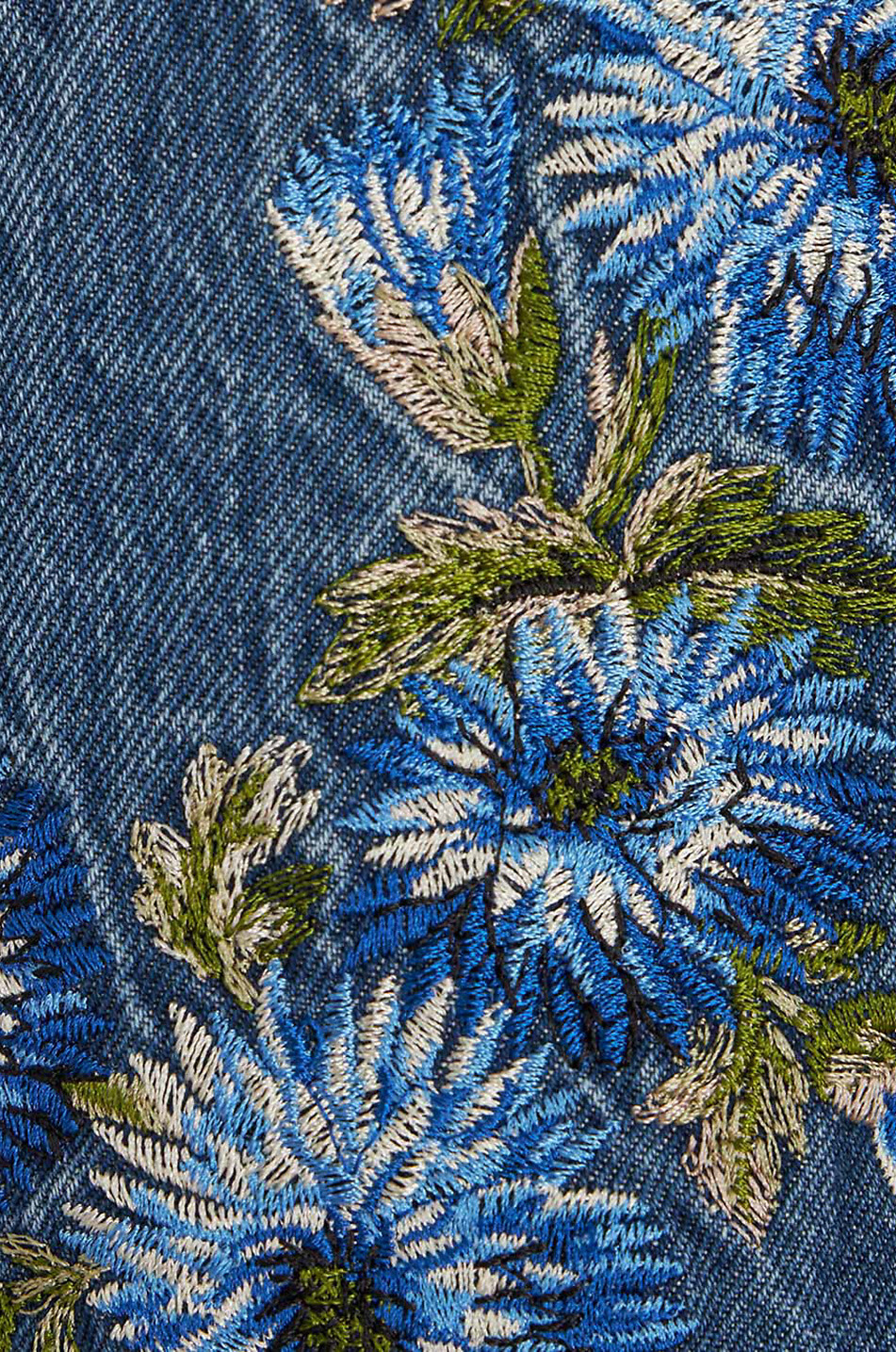 Jean évasé taille haute brodé de fleurs