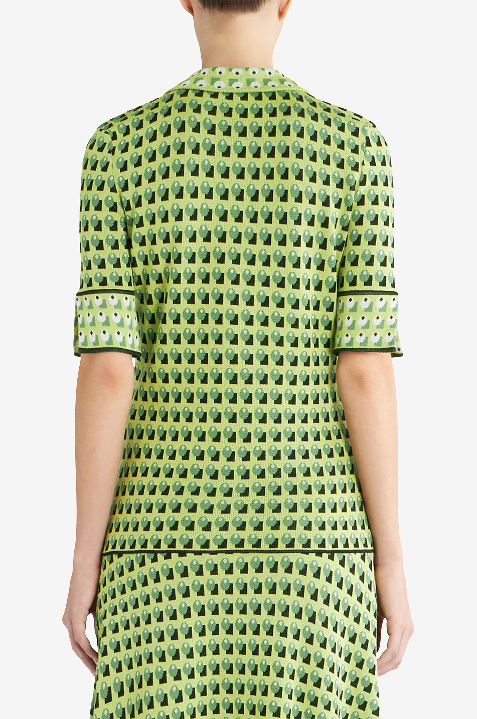 ETRO Polo ajusté en maille jacquard motif cravattes Femme VERT 4