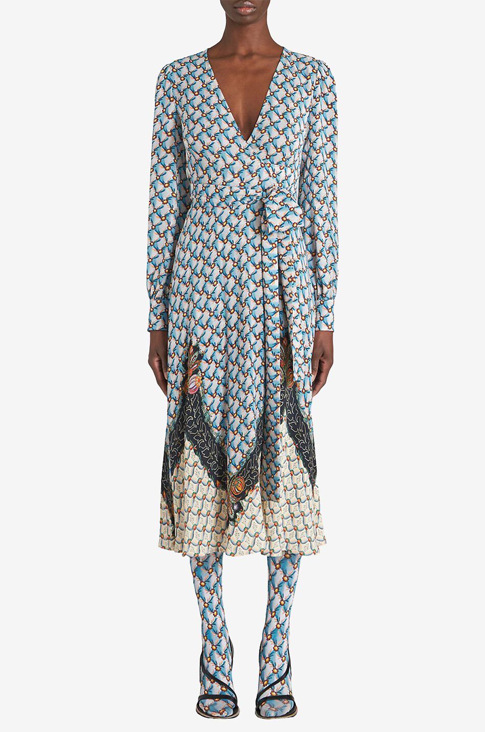 ETRO Robe midi portefeuille en crêpe Floralia Femme BLEU 3