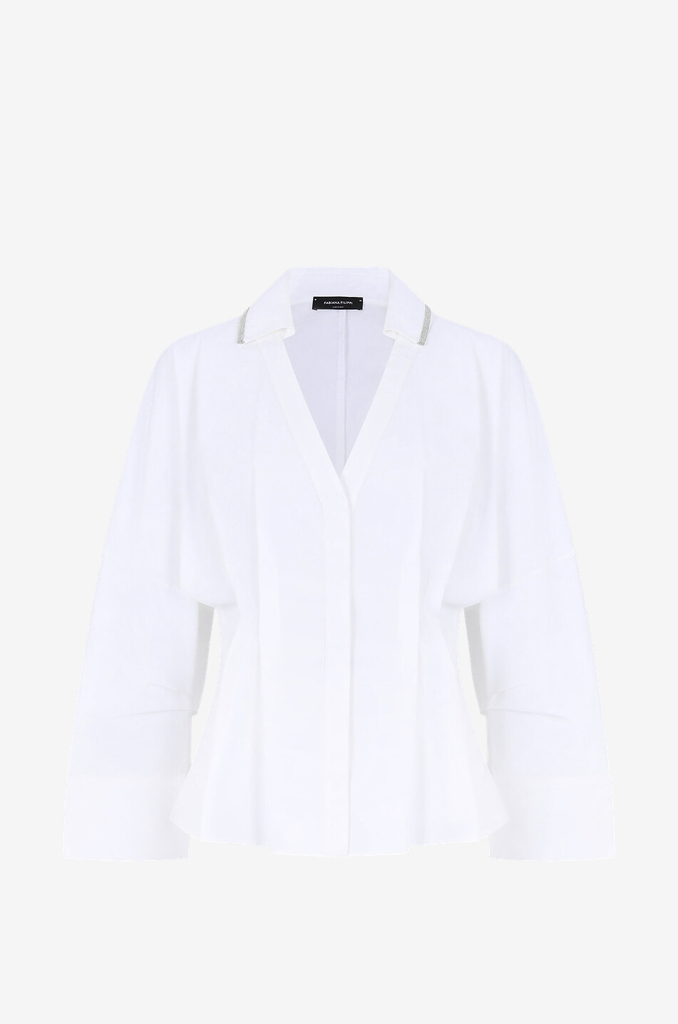 Cinched poplin shirt with kimono sleeves