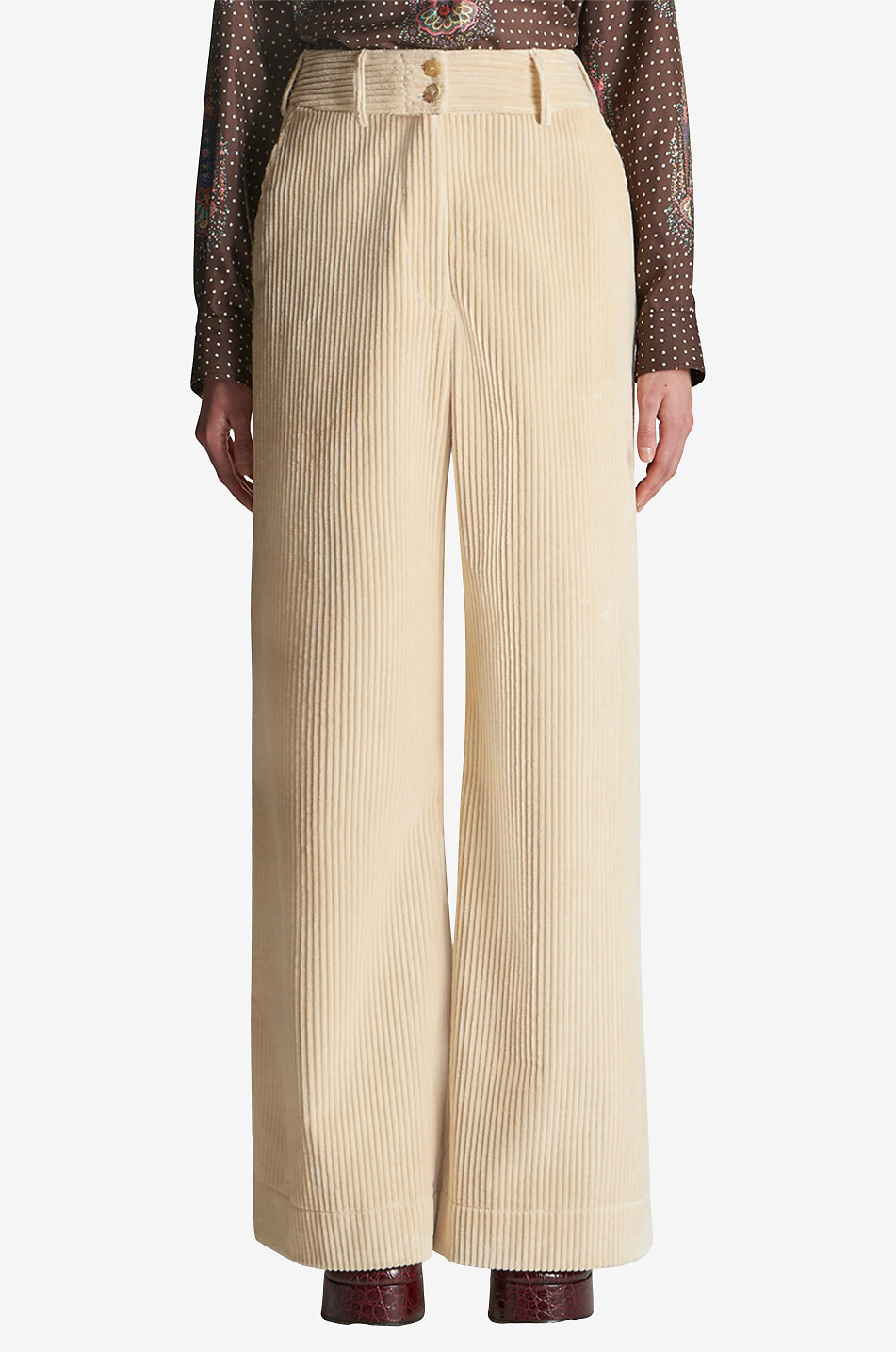 ETRO Weite Hose mit hoher Taille aus Cordsamt Damen CREMEFARBEN 3