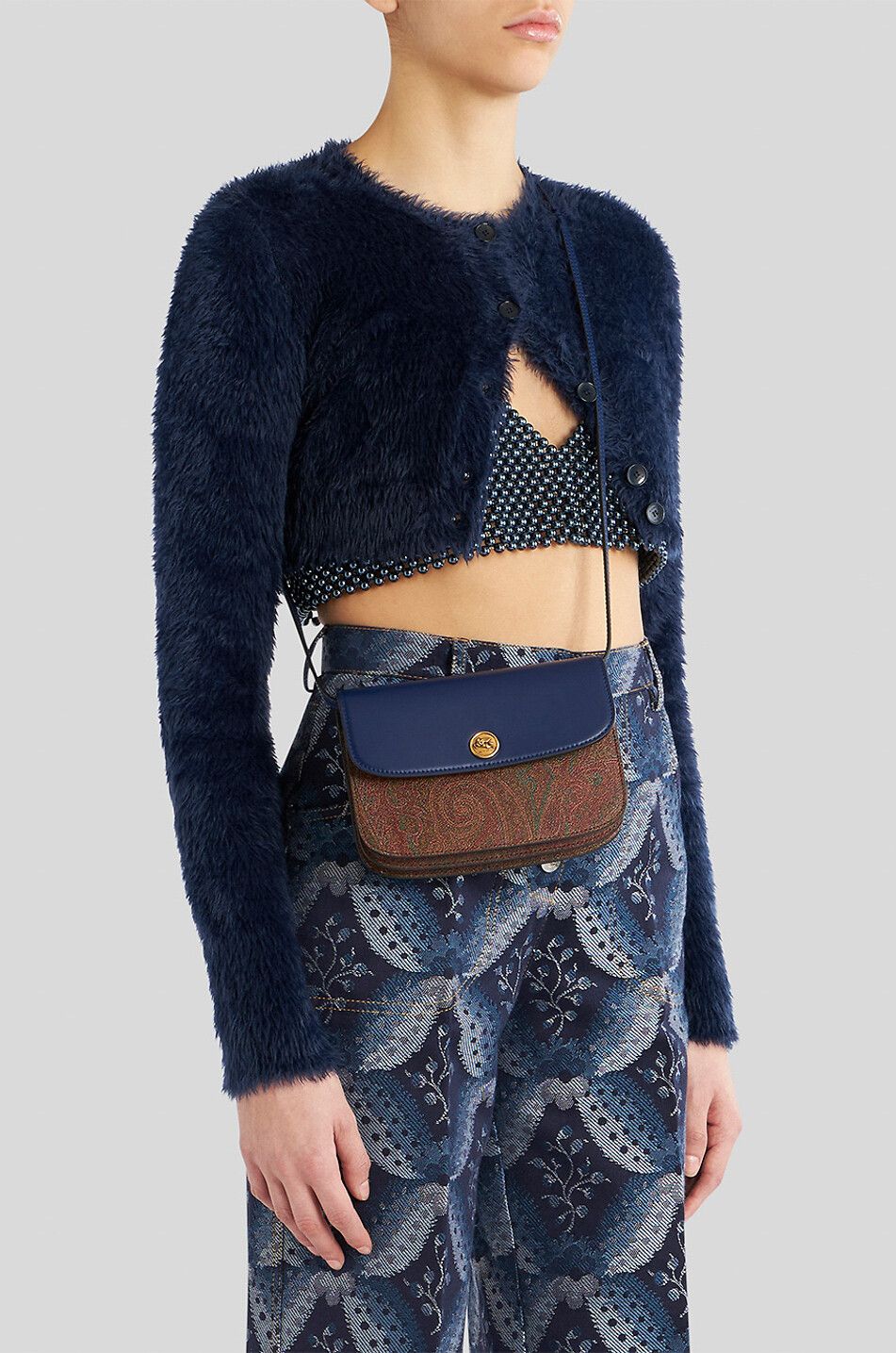 ETRO Etro Essential bi-material mini cross body bag Women DARK BLUE 3