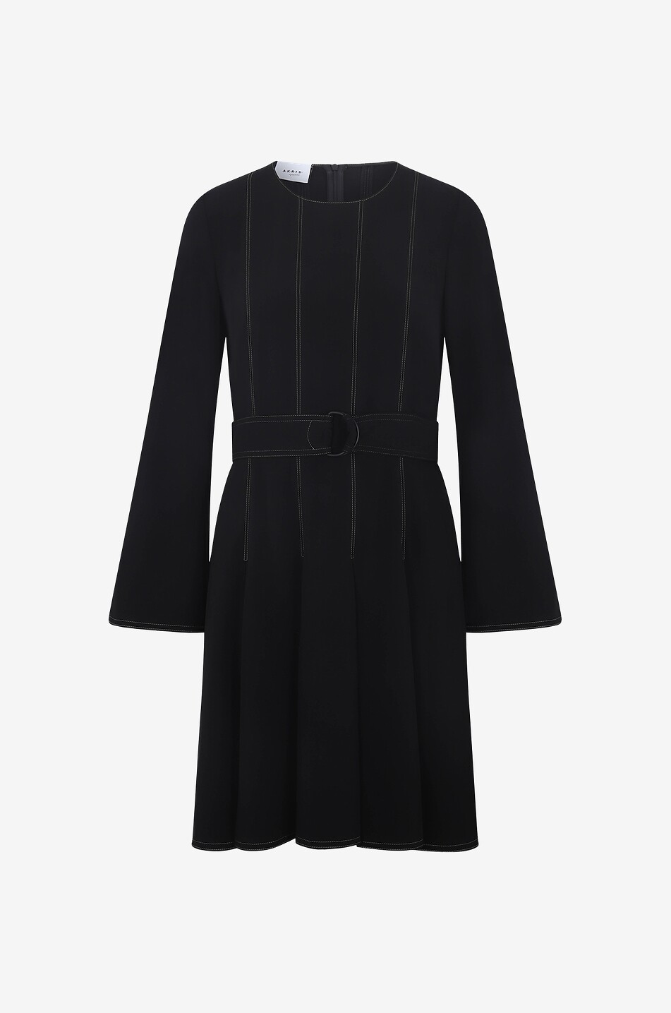 Short dress with long flared sleeves