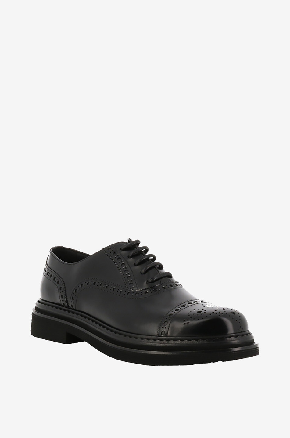 Brushed perforated leather lace-up shoes
