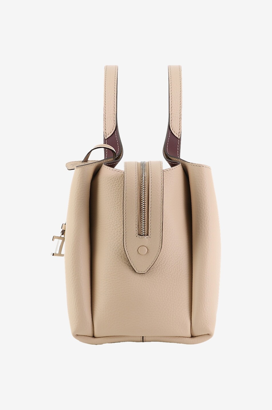 TOD'S Sac à main grainé Bowling Medium Femme Beige clair 5