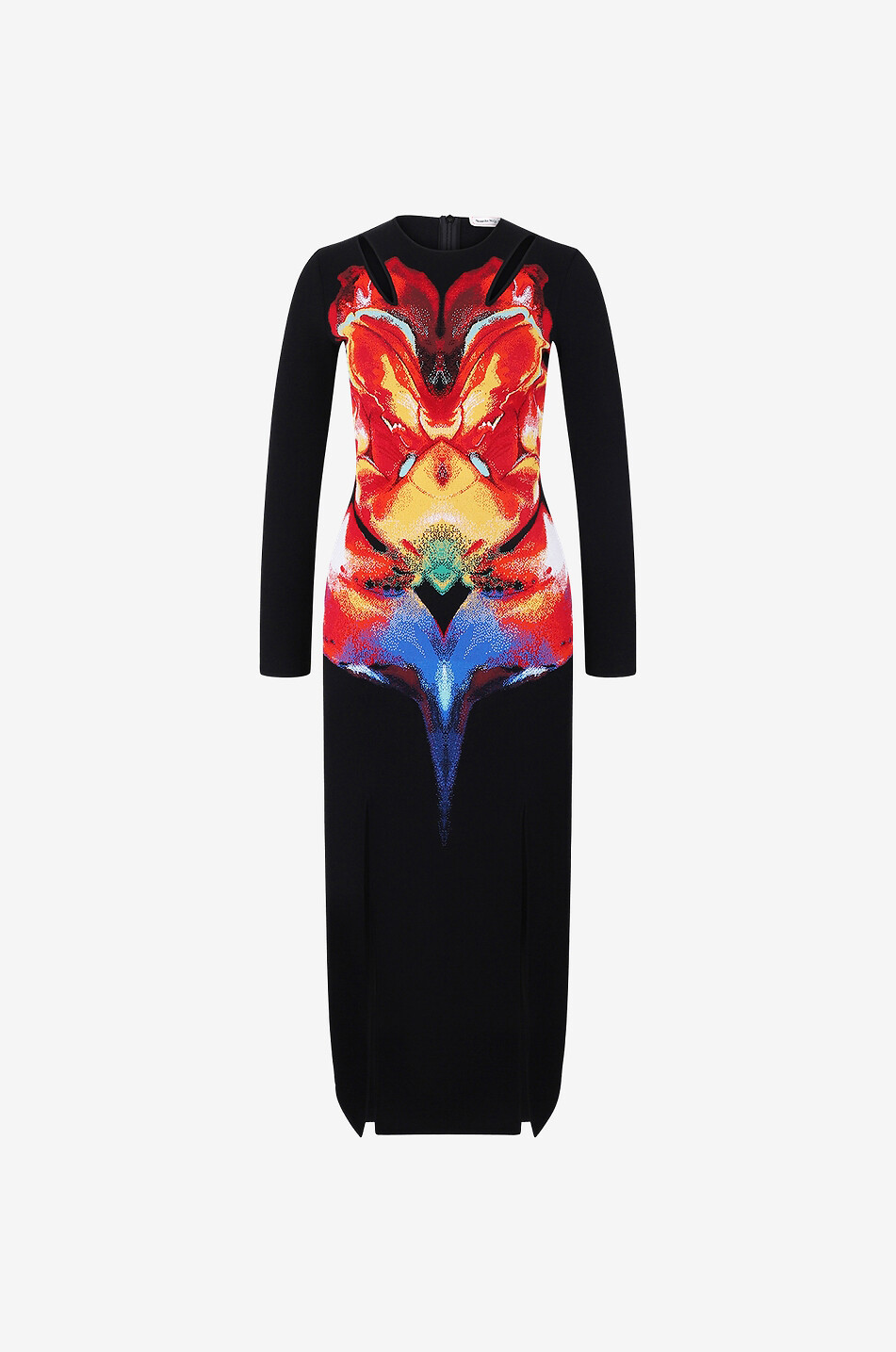 ALEXANDER McQUEEN Solarised Orchid jacquard knit midi dress Women BLACK 1